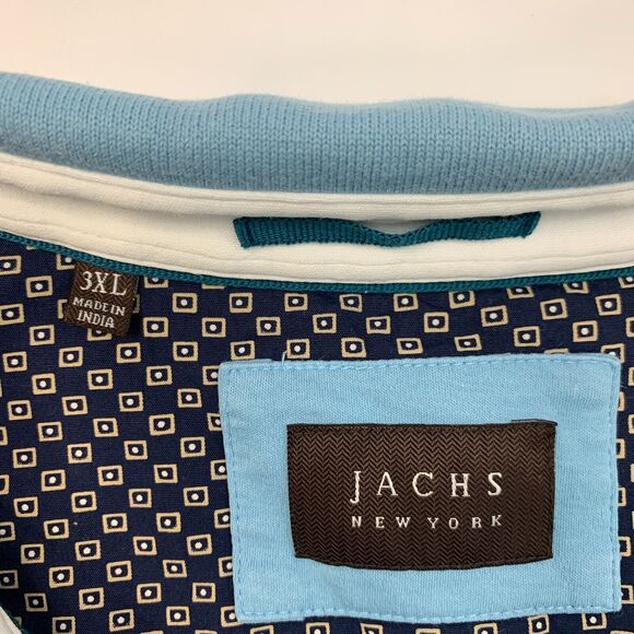 Jachs New York Polo Shirt Mens 3XL Copen Blue Cotton Three Button Short Sleeve - Picture 4 of 11